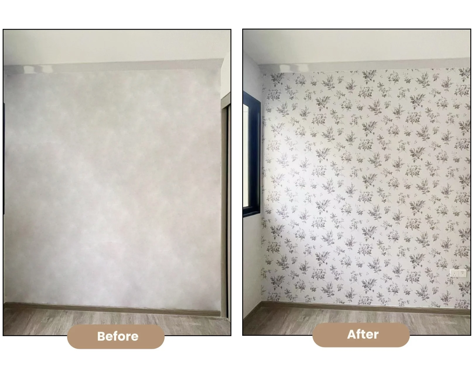 Wall transformed Floral Pattern Makeover